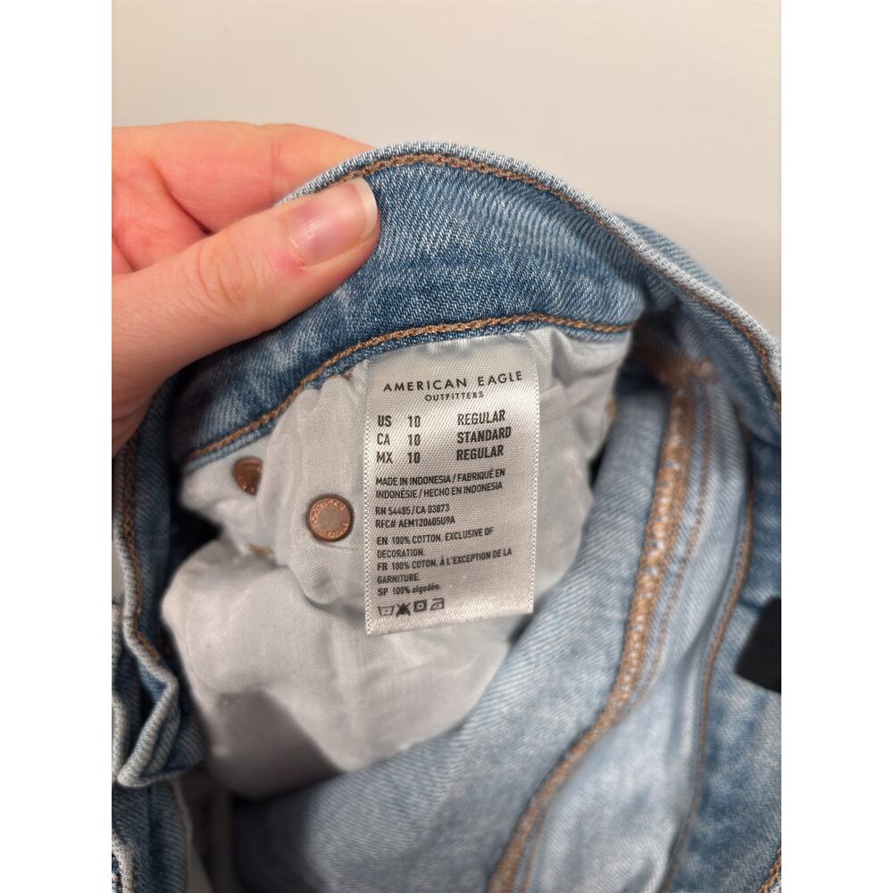 American Eagle Jeans Womens 10 Blue Strigid High Rise Baggy Straight Distressed - Picture 5 of 6